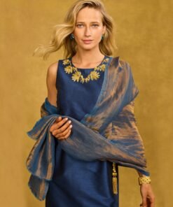 Josephine Reversible Pashmina Shawl in Bronze and Midnight Blue
