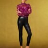 Roxana Lacquer Black Leggings