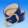 Tinsley Leather Belt in Croc-Embossed Navy